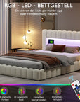 Peru Gestoffeerd Bed 180x200 cm met LED en USB met opbergruimte