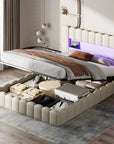 Peru Gestoffeerd Bed 180x200 cm met LED en USB met opbergruimte