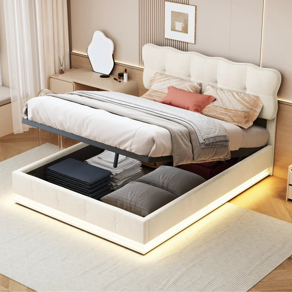 Ares opbergbed met LED‑verlichting 160x200