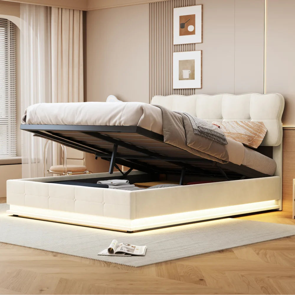 Ares opbergbed met LED‑verlichting 160x200