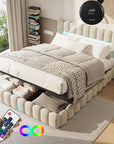 Peru Gestoffeerd Bed 180x200 cm met LED en USB met opbergruimte